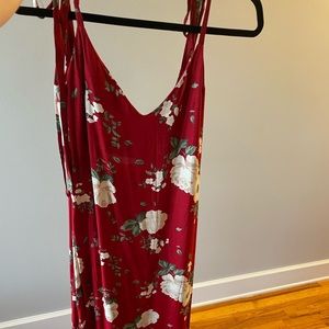 Reformation long red floral tank top tie dress